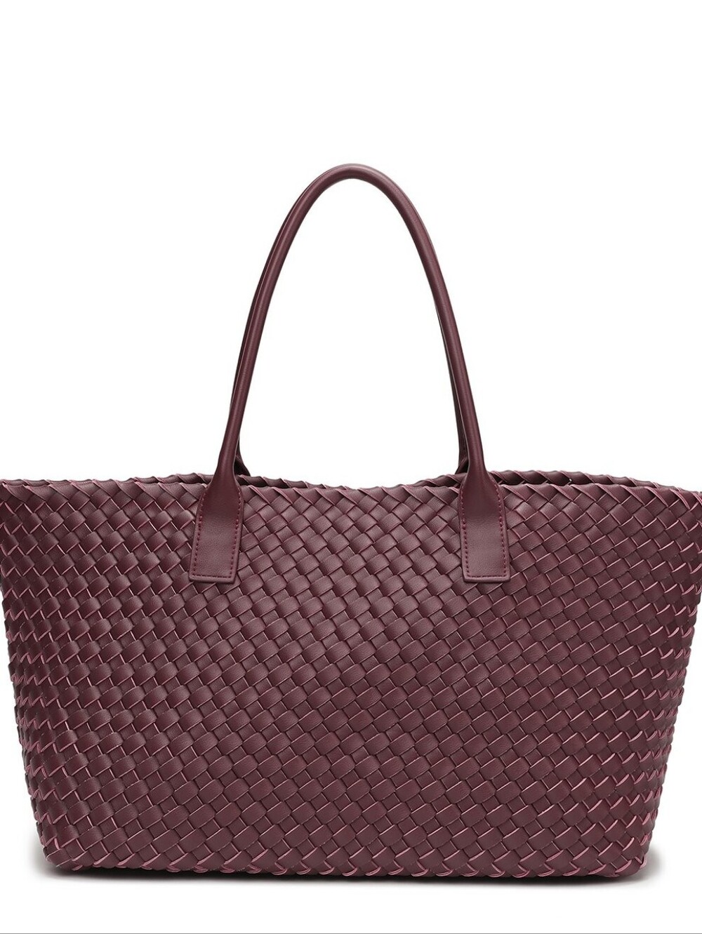 Tiffany & Fred Paris Large Hand-Woven Leather Tote Burgundy NWT